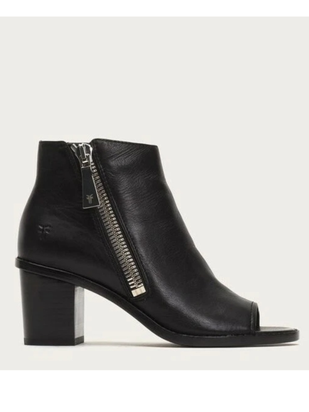 Frye Brielle Women’s Black Leather Peep-Toe Ankle Booties size 10 M